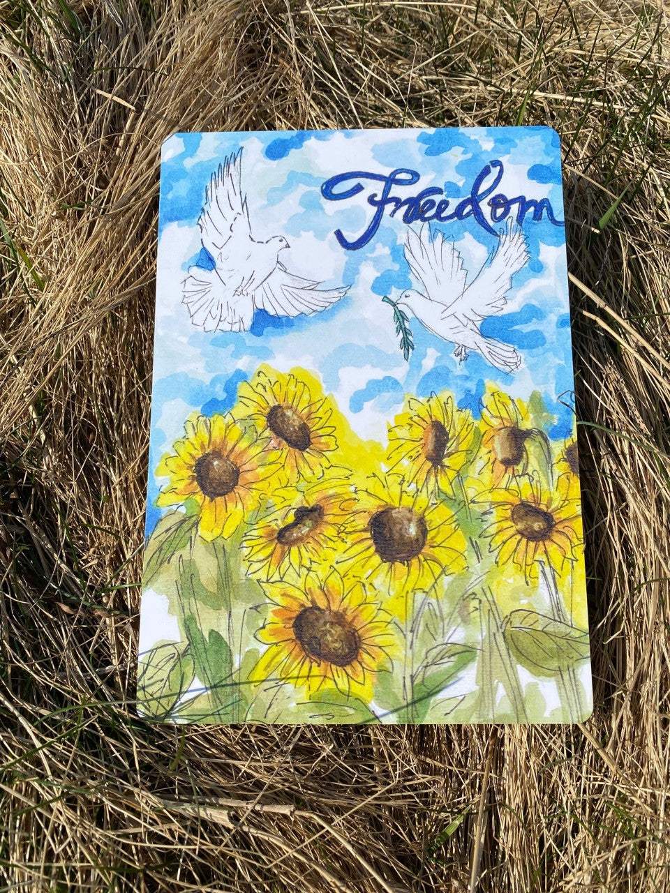 WSU "Freedom" watercolour A5 postcard with rounded corners